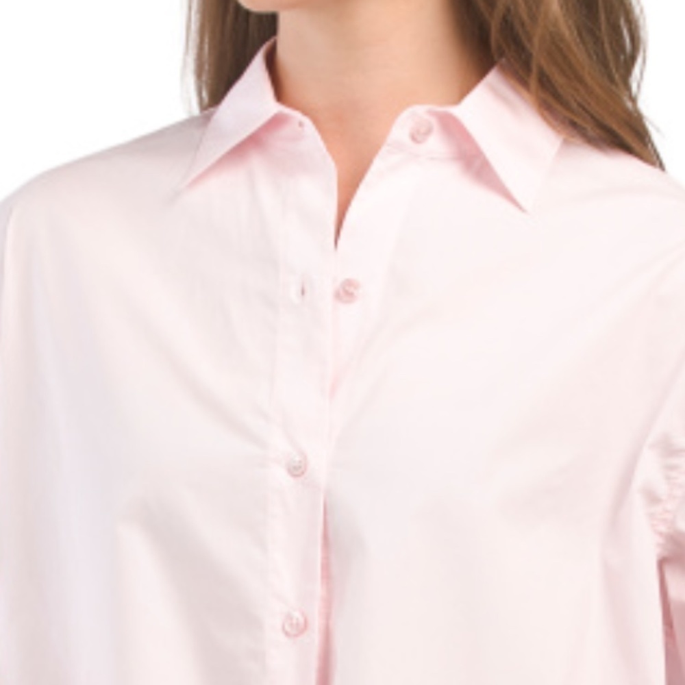 NWT REBECCA TAYLOR Button Front Light Pink Blouse oversized Cotton Size US XL - Picture 3 of 4